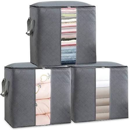 pack of 3-Improved Quality LARGE Storage Bags FOR SHIRTS CLOTHS AND BLANCKETS DOUBLE ZIPPER Organizer Ratings 8258